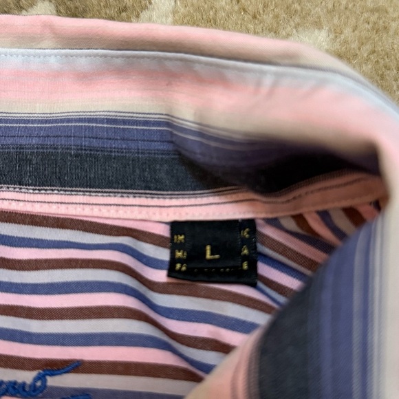 Bugatchi uomo rainbow striped button down men’s long sleeve size large - Picture 12 of 13